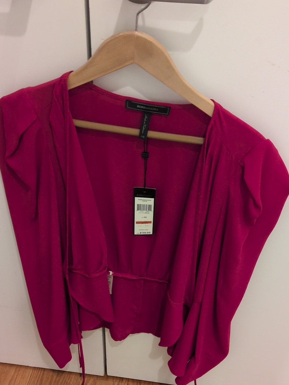 BCBGMaxAzria Hot Pink Open-Front Draped Cardigan